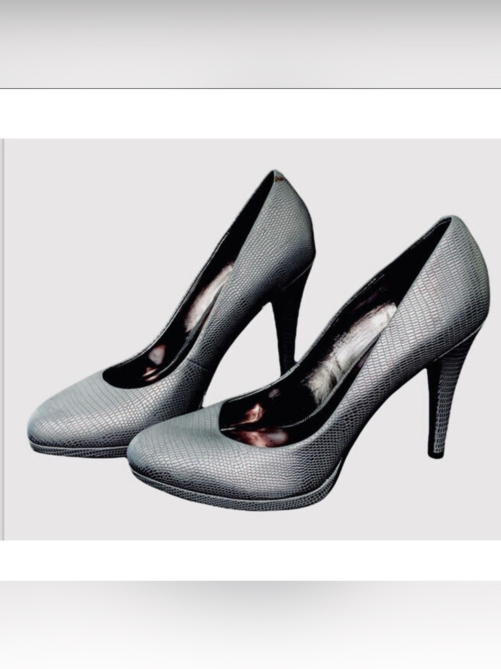 Nine West Rocha Grey Pumps Size 8M Shoes Vegan High Heels Mob Wife